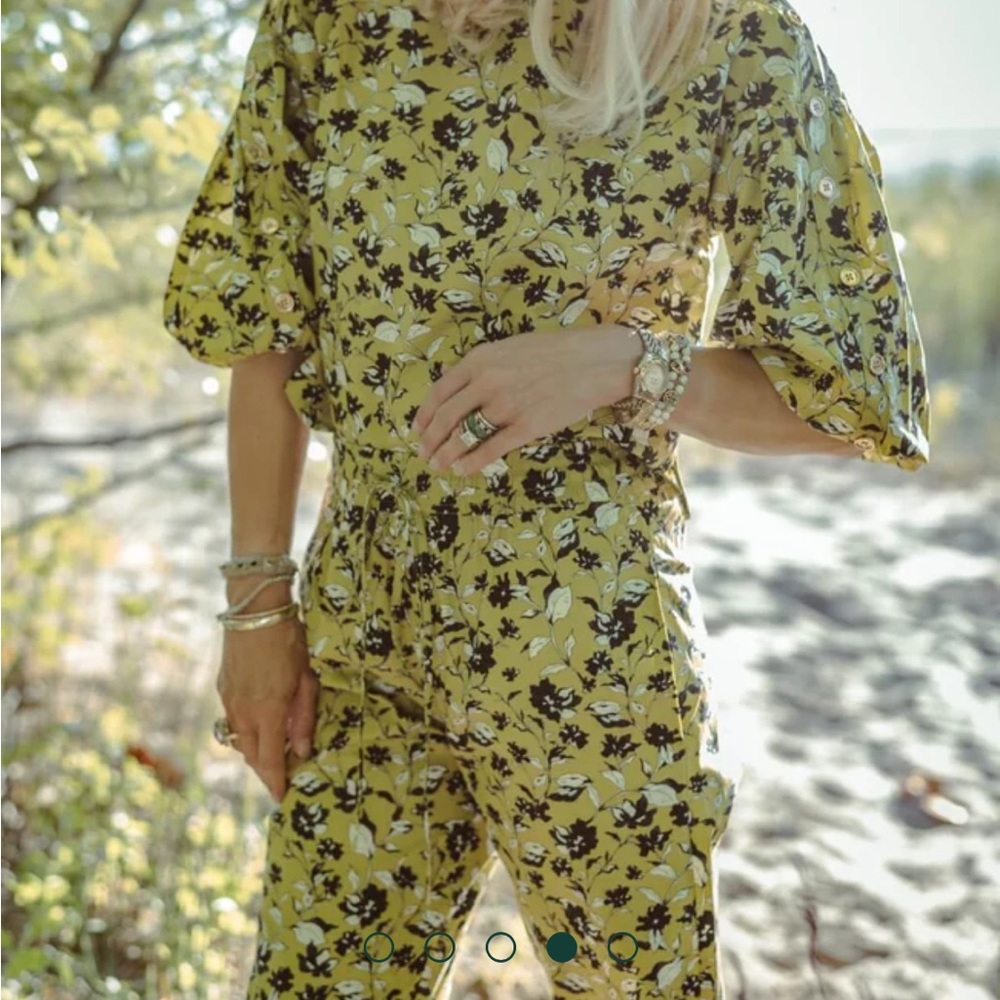 NWT Buru Le Culottes Full Length in Chartreuse Floral - Picture 4 of 10